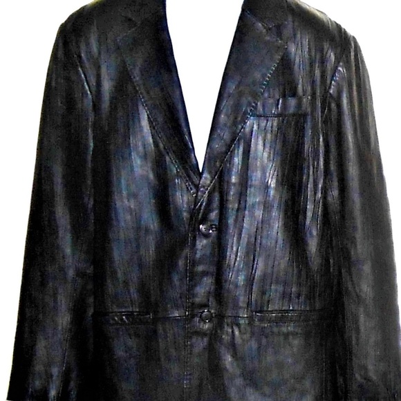 Jhane Barnes Other - Jhane Barnes Black Leather Jacket Coat 40 READ
